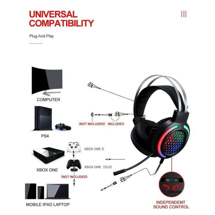 T-Wolf TF400 4-pcs Rainbow Keyboard/Mouse/Headphone/Mouse Pad Kit Set.