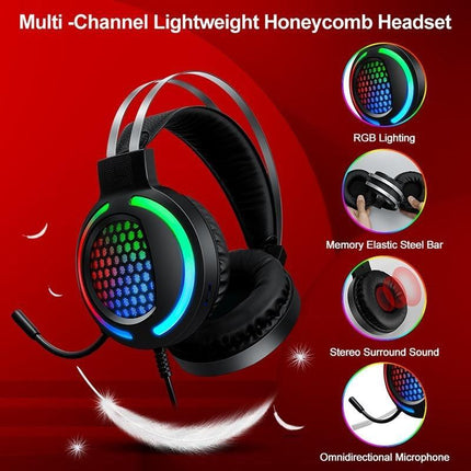 T-Wolf TF400 4-pcs Rainbow Keyboard/Mouse/Headphone/Mouse Pad Kit Set.