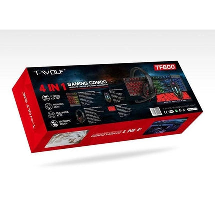 T-Wolf TF800 RGB 4-pcs Gaming Keyboard/Mouse/Headphone/Mouse Pad Kit Set.