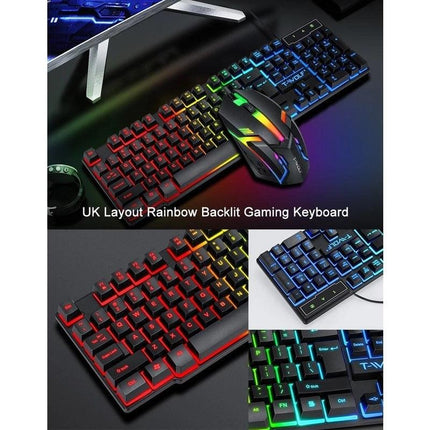 T-Wolf TF800 RGB 4-pcs Gaming Keyboard/Mouse/Headphone/Mouse Pad Kit Set.