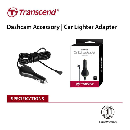 TRANSCEND TS-DPL2  Car Lighter Adapter for DrivePro, Micro-B (For DP230 / DP130 / DP110).