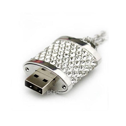 16GB Crystal Lock Pendant USB Flash Drive Pen Stick Memory (Silver).