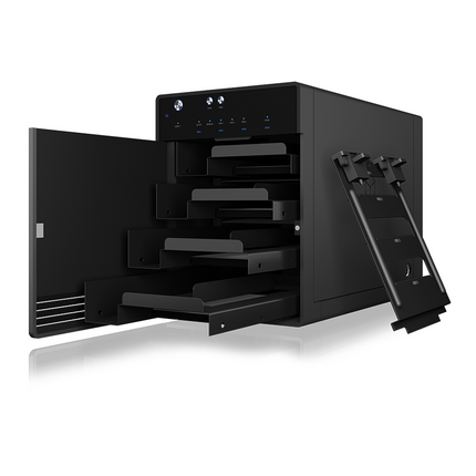 ICY BOX SINGLE enclosure for 4x HDD/SSD with USB 3.1 (Gen 2) Type-C interface and fan.