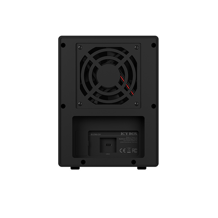 ICY BOX SINGLE enclosure for 4x HDD/SSD with USB 3.1 (Gen 2) Type-C interface and fan.
