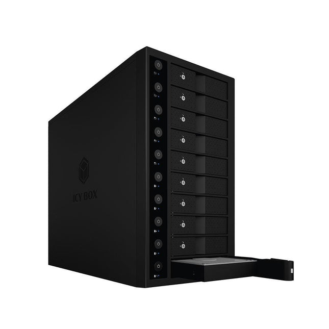 ICY BOX IB-3810-C31 SINGLE enclosure for 10x HDD with USB 3.1 (Gen 2) Type-C or Type-A interface.