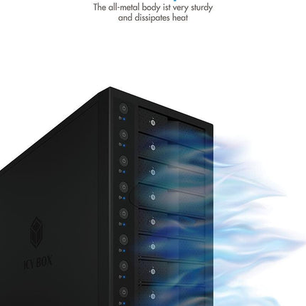 ICY BOX IB-3810-C31 SINGLE enclosure for 10x HDD with USB 3.1 (Gen 2) Type-C or Type-A interface.