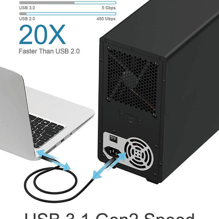 ICY BOX IB-3810-C31 SINGLE enclosure for 10x HDD with USB 3.1 (Gen 2) Type-C or Type-A interface.