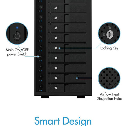 ICY BOX IB-3810-C31 SINGLE enclosure for 10x HDD with USB 3.1 (Gen 2) Type-C or Type-A interface.