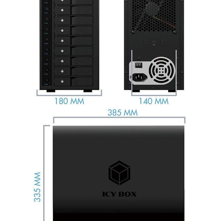 ICY BOX IB-3810-C31 SINGLE enclosure for 10x HDD with USB 3.1 (Gen 2) Type-C or Type-A interface.