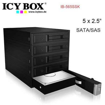 ICY BOX Backplane for 5x 3.5" SATA or SAS HDD in 3x 5.25" bay (IB-565SSK).