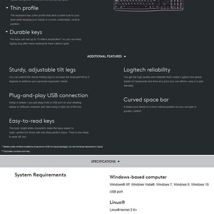 Logitech K120 USB Keyboard (920-002582).