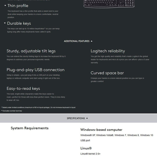 Logitech K120 USB Keyboard (920-002582).