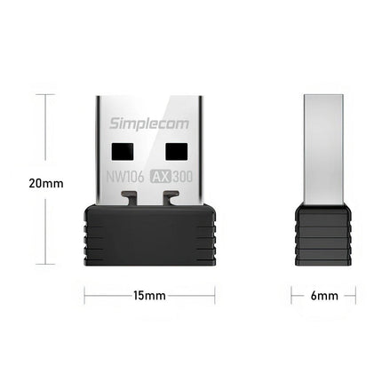 Simplecom NW106 AX300 2.4GHz Wi-Fi 6 USB Wireless Nano Adapter.