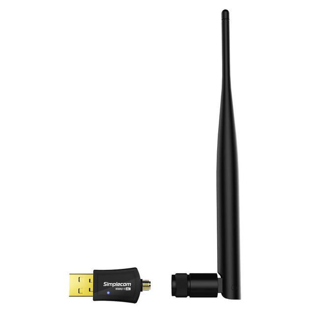 Simplecom NW611 AC600 WiFi Dual Band USB Adapter with 5dBi High Gain Antenna.