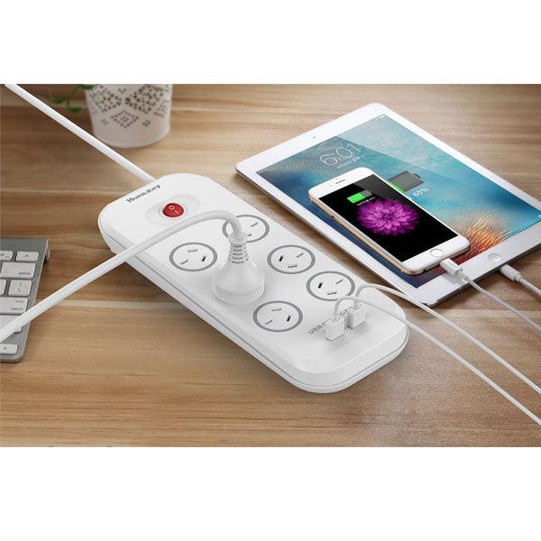 Huntkey 6-Outlet Surge Protector with 2 USB Charging Outlets (SAC607).
