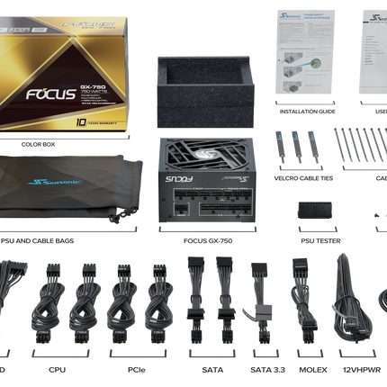 Seasonic FOCUS GX-750 ATX 3.0 750W Gold PSU (SSR-750FX3).
