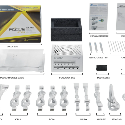 Seasonic 850W Focus GX-850 V4 WHITE Fully-Modular 80 PLUS Gold ATX3.1/PCIe 5.1 PSU