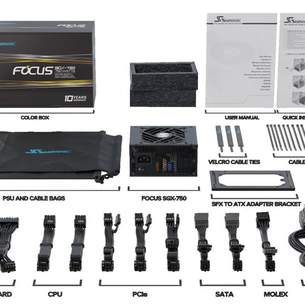 Seasonic FOCUS SGX-750 (2021) 750W Modular 80 Plus Gold PSU.