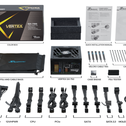 Seasonic VERTEX 750W (GX-750)  80 PLUS Gold Modular PSU ATX 3.0.