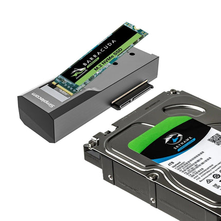 Simplecom SA536 USB to M.2 and SATA 2-IN-1 Adapter for 2.5"/3.5" HDD & NVMe/SATA M.2 SSD with Power Supply USB 3.2 Gen2 10Gbps.