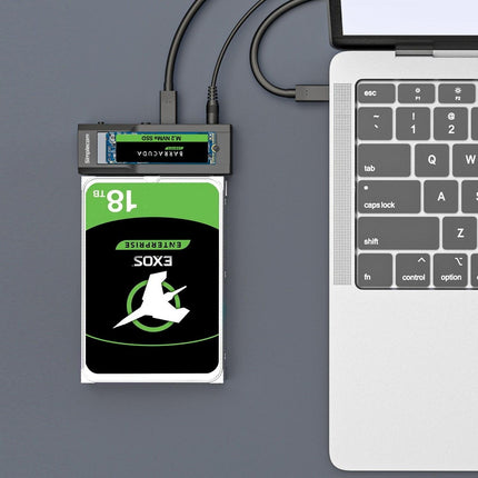 Simplecom SA536 USB to M.2 and SATA 2-IN-1 Adapter for 2.5"/3.5" HDD & NVMe/SATA M.2 SSD with Power Supply USB 3.2 Gen2 10Gbps.