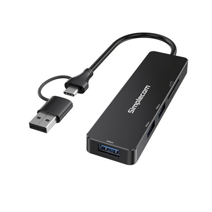 Simplecom CH365C SuperSpeed 3-Port USB Hub with SD MicroSD Card Reader USB-A and USB-C Dual Connector.