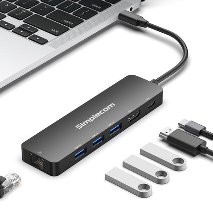 Simplecom CHT560 USB-C SuperSpeed 6-in-1 Multiport Docking Station HDMI 2.0.