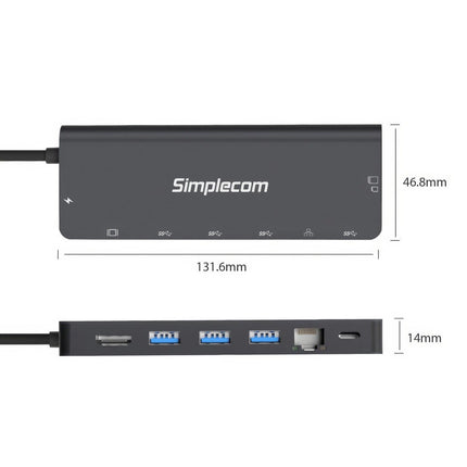 Simplecom CHT590 USB-C SuperSpeed 9-in-1 Multiport Docking Station HDMI 2.0.