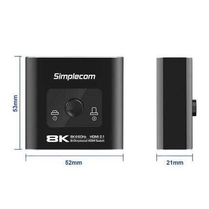 Simplecom CM302v2 Bi-Directional 2 Way HDMI 2.1 Switch Selector 8K@60Hz.