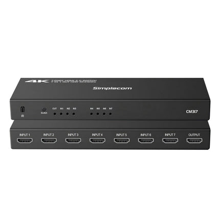 Simplecom CM317 7-Port HDMI 2.0 Switch with Remote 7 IN 1 OUT Splitter HDCP 2.2 4K@60Hz.