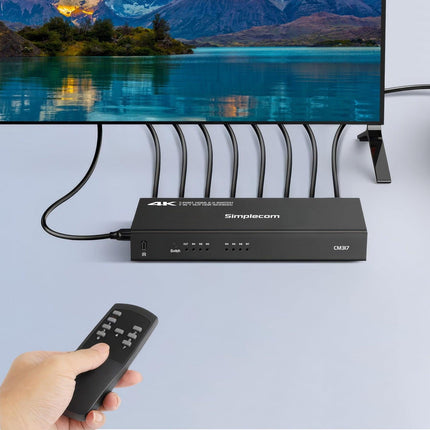 Simplecom CM317 7-Port HDMI 2.0 Switch with Remote 7 IN 1 OUT Splitter HDCP 2.2 4K@60Hz.
