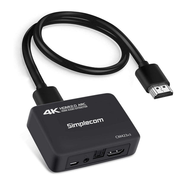Simplecom CM423v3 HDMI 2.0 Audio Extractor Optical SPDIF + 3.5mm Stereo with ARC 4K@60Hz.