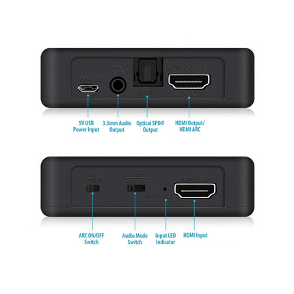 Simplecom CM423v3 HDMI 2.0 Audio Extractor Optical SPDIF + 3.5mm Stereo with ARC 4K@60Hz.