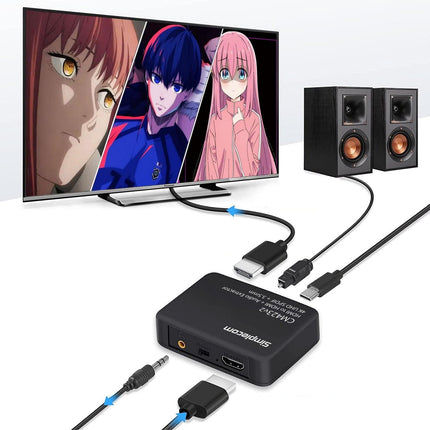 Simplecom CM423v3 HDMI 2.0 Audio Extractor Optical SPDIF + 3.5mm Stereo with ARC 4K@60Hz.