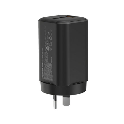 Simplecom CU365 3-Port PD 65W GaN Wall Charger Dual USB-C + USB-A for Phone Laptop.