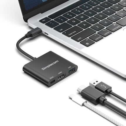 Simplecom DA320 USB-C 3-In-1 Adapter USB 3.2 Gen 1 5Gbps PD HDMI 2.0 4K@60Hz.
