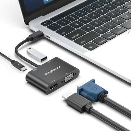 Simplecom DA440 4-in-1 USB-C Multiport Adapter with Power Delivery USB 3.0 VGA HDMI.
