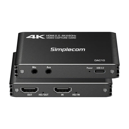 Simplecom DAC10 HDMI 2.0 to USB 4K@60hz Video Capture Card Stream and Record in 4K 60FPS.
