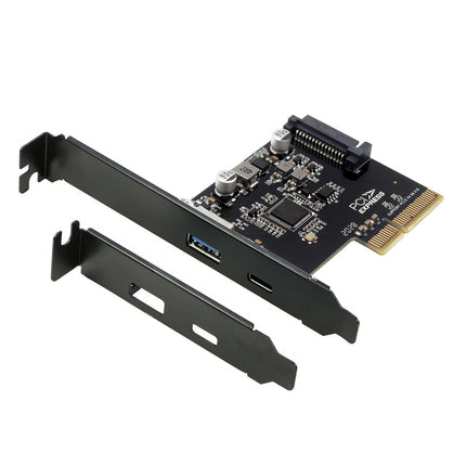 Simplecom EC312v2 PCIe x4 to 2-Port USB 3.2 Gen II 10Gbps USB-C and USB-A Expansion Card.