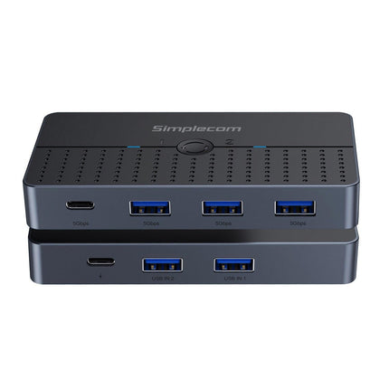 Simplecom KM320 2-Way SuperSpeed USB Switch 4-Port Hub with USB-C USB 3.0 5Gbps.