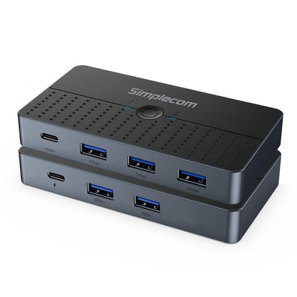 Simplecom KM320 2-Way SuperSpeed USB Switch 4-Port Hub with USB-C USB 3.0 5Gbps.