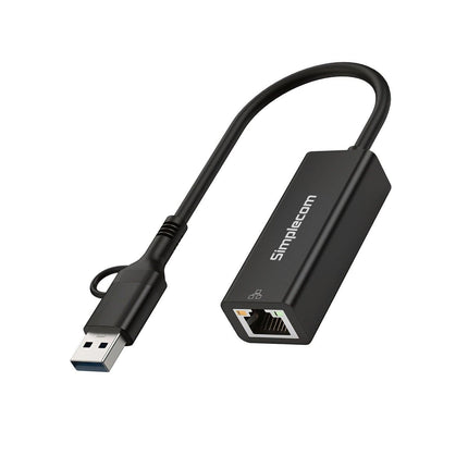Simplecom NU315C SuperSpeed USB-C and USB-A to Gigabit Ethernet Adapter.