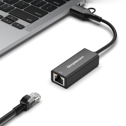 Simplecom NU315C SuperSpeed USB-C and USB-A to Gigabit Ethernet Adapter.