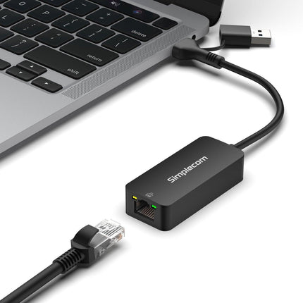 Simplecom NU405C SuperSpeed USB-C and USB-A to 2.5G Ethernet Network Adapter 2.5Gbps LAN.