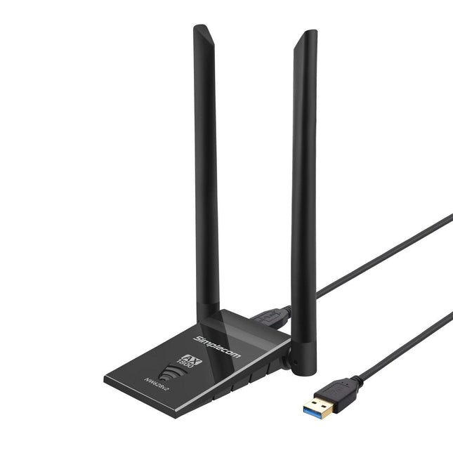 Simplecom NW628v2 AX1800 Dual Band WiFi 6 USB Adapter with 2x 5dBi High Gain Antennas.