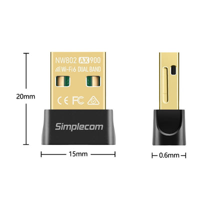 Simplecom NW802 AX900 Dual Band Wi-Fi 6 USB Wireless Nano Adapter.