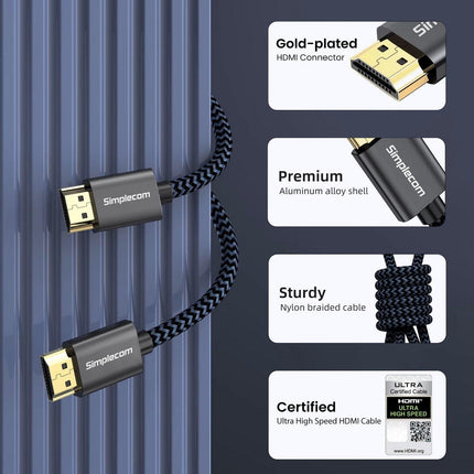 Simplecom SBT002 Ultra High Speed HDMI 2.1 Cable Nylon Braided 48Gbps 8K@60Hz.