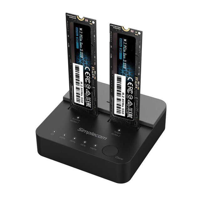 Simplecom SD550v2 USB 3.2 Gen2x2 to Dual Bay NVMe M.2 SSD Docking Station Duplicator Offline Clone.
