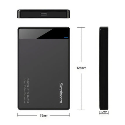 Simplecom SE109 Tool-free 2.5" SATA HDD SSD to USB-C Enclosure USB 3.2 Gen 1.