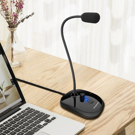 Simplecom UM360 Plug and Play USB Desktop Microphone with Headphone Jack.